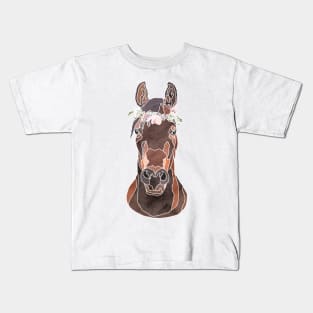 Flower Crown Horse Kids T-Shirt